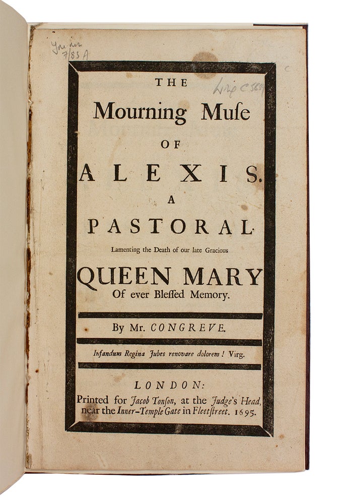 Item #64696 Mourning Muse of Alexis. William CONGREVE.