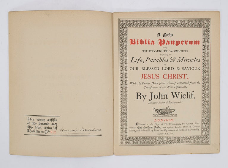 Item #66069 New Biblia Pauperum. John WYCLIFFE.