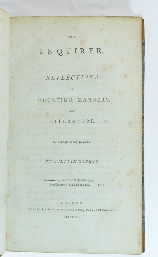 Item #66822 Enquirer. Reflections on education, manners, and literature. William GODWIN.