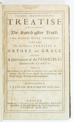 Father Malebranche's Treatise Concerning the Search after Truth