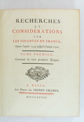 Recherches et considerations sur les finances de France,