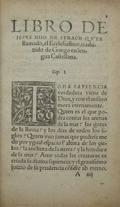 Libro de Jesus Hiio de Syrach, qu'es llamado, el Ecclesiastico