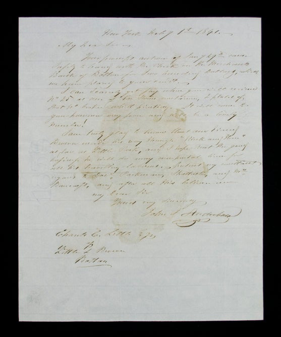 Item #68020 Autograph Letter Signed to Charles C. Little. John James AUDUBON.