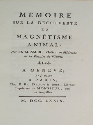 Mémoire sur la découverte du magnétisme animal