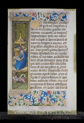 Item #68302 Leaf from the New Testament, in Latin. From the Gospel of St. Luke. ILLUMINATED...