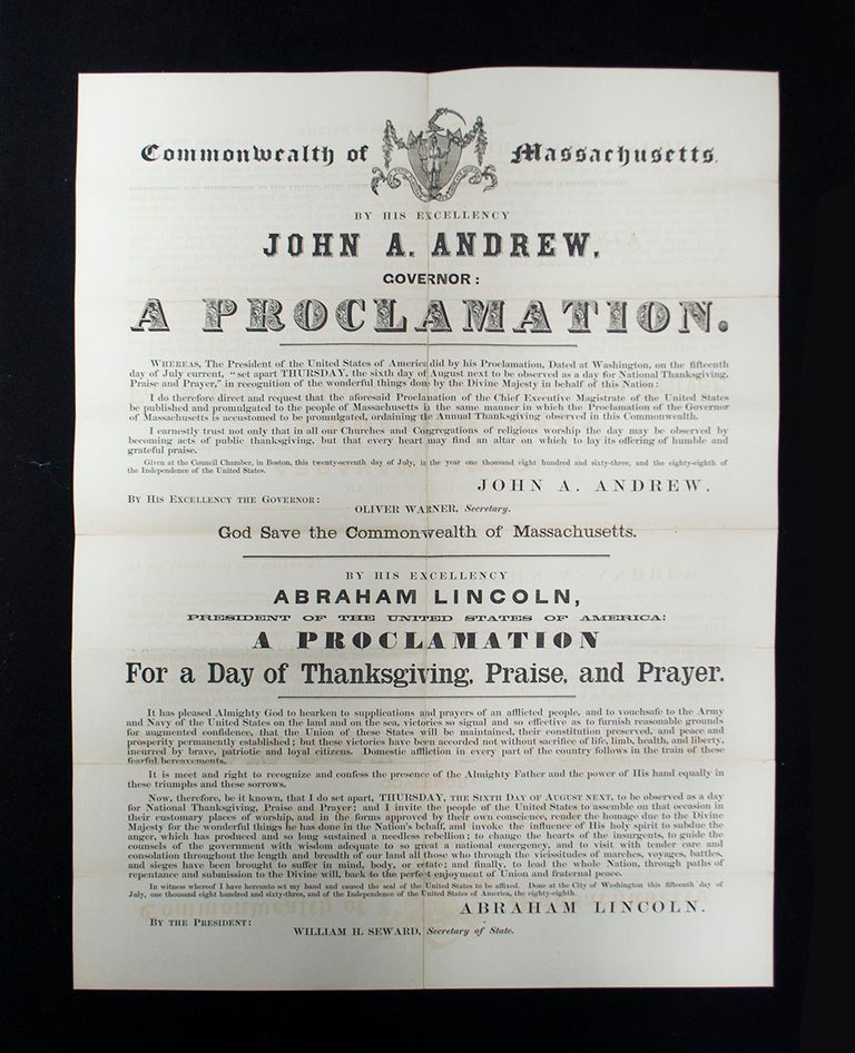 Item #68373 Proclamation of Thanksgiving [Broadside]. Abraham LINCOLN.