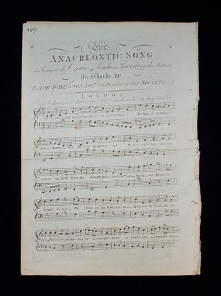 Item #68577 Anacreontic Song, as Sung at the Crown & Anchor Tavern in the Strand. John Stafford...