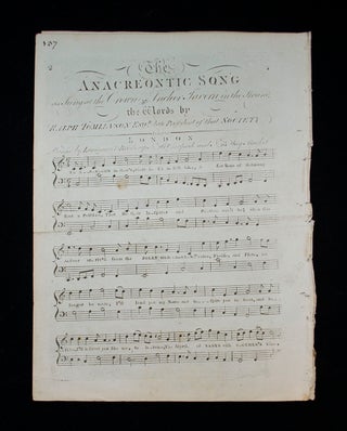 Item #68577 Anacreontic Song, as Sung at the Crown & Anchor Tavern in the Strand. John Stafford...
