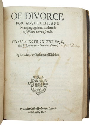 On Divorce for Adulterie, and Marrying Againe: