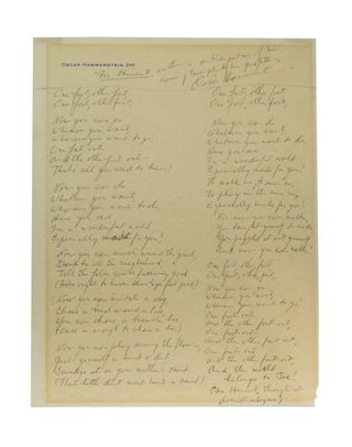 Item #68912 Manuscript Lyrics for "One Foot, Other Foot" from the Musical "Allegro" Oscar...