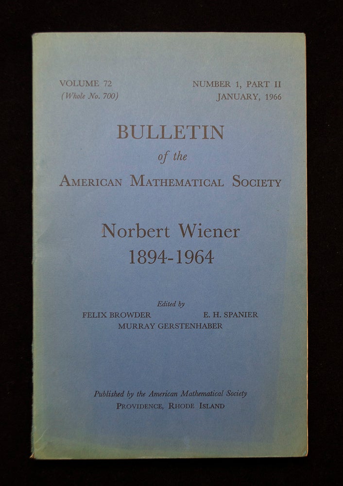 Item #68934 Bulletin of the American Mathematical Society. Norbert WIENER.
