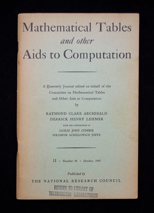 Item #68936 Mathematical Tables and Other Aids to Computation. MATHEMATICS