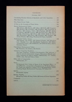 Mathematical Tables and Other Aids to Computation