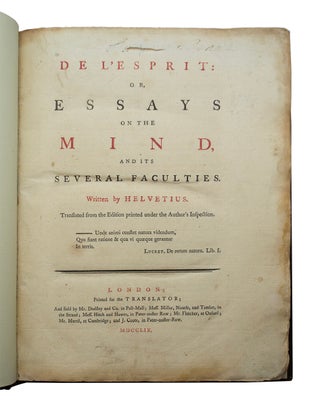 De L'Espirit: Or, Essays on the Mind and Its Several Faculties: