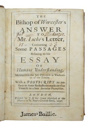 Bishop of Worcester's Answer to Mr. Locke's letter, Concerning Some Passages