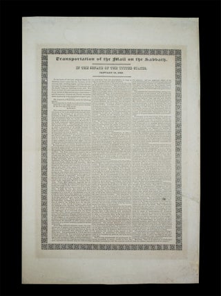 Item #69246 Transportation of the Mail on the Sabbath. UNITED STATES CONSTITUTION