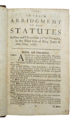 Exact Abridgment of All the Statutes in Force and Use from the Beginning of