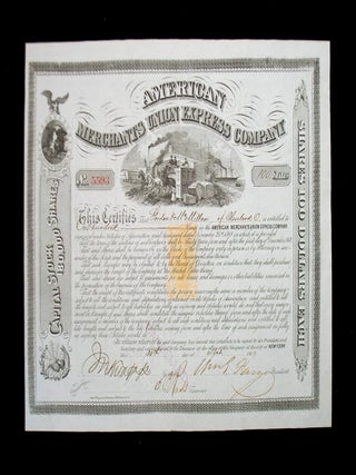 Item #69417 Stock Certificate for the American Merchants Union Express Company. William George FARGO
