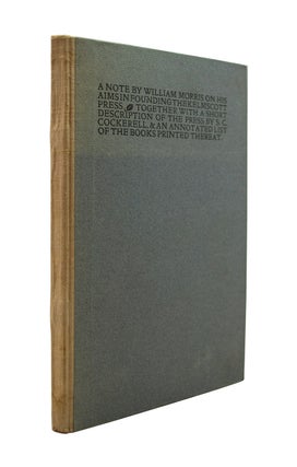 Item #69429 Note by William Morris on His Aims in Founding the Kelmscott Press. William MORRIS