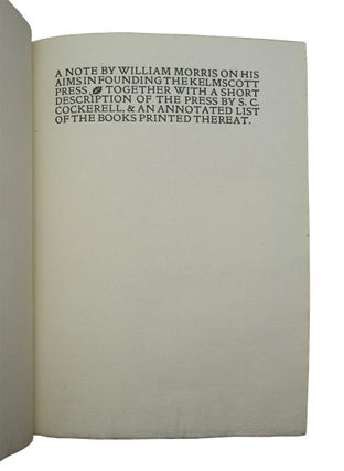 Note by William Morris on His Aims in Founding the Kelmscott Press