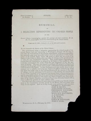 Item #69551 Memorial of a Delegation Representing the Colored People of the Several States,...