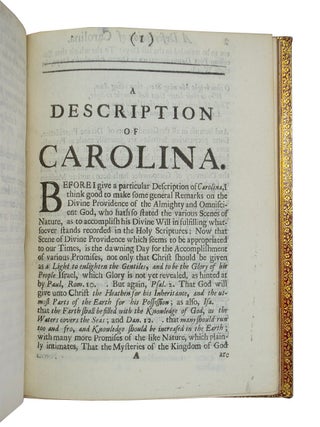 New Description of that Fertile and Pleasant Province of Carolina: