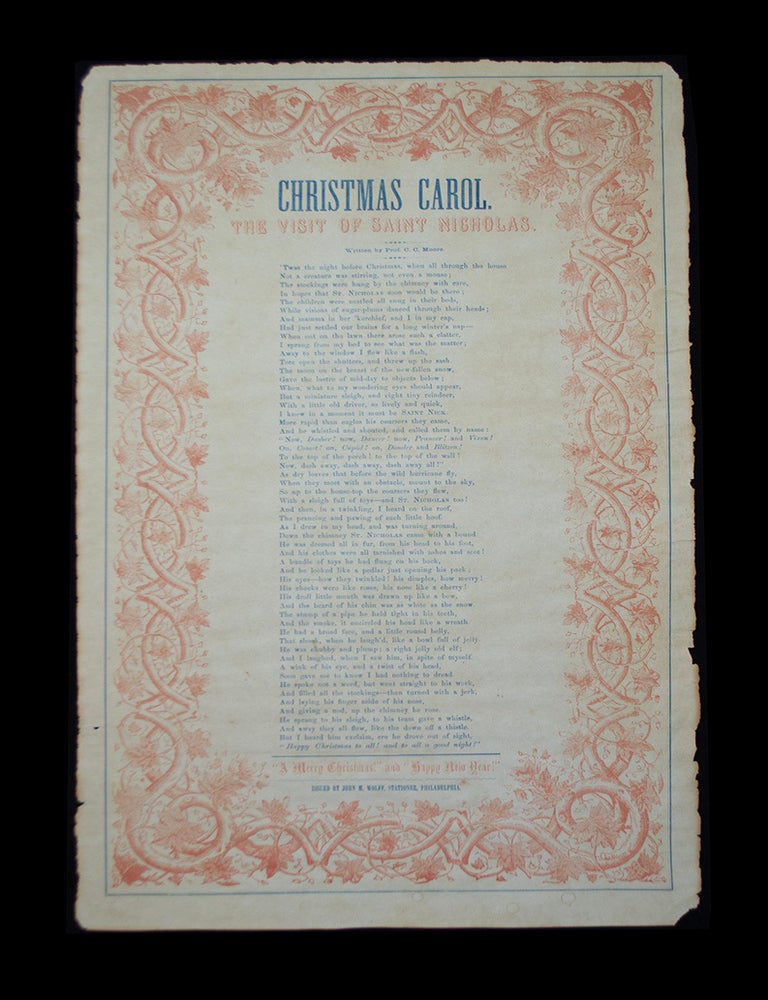Item #69663 Christmas Carol. The Visit of St. Nicholas. Clement C. MOORE.